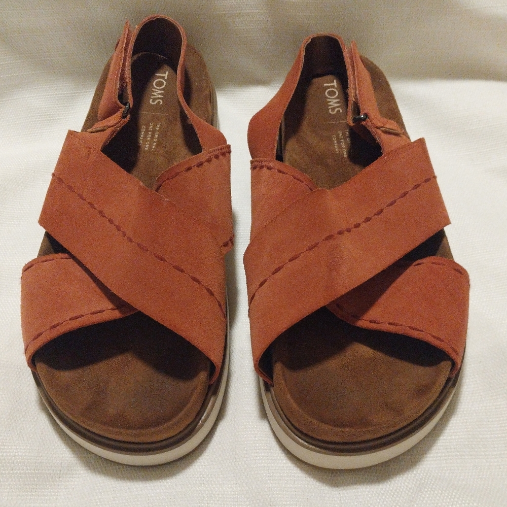Toms Marisa Spice Suede Cross Strap Sling-back Sandal w/Velcro Closure